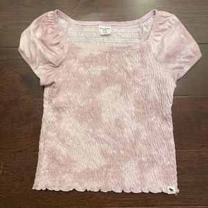 Abercrombie purple tie die ribbed tee girls extra large